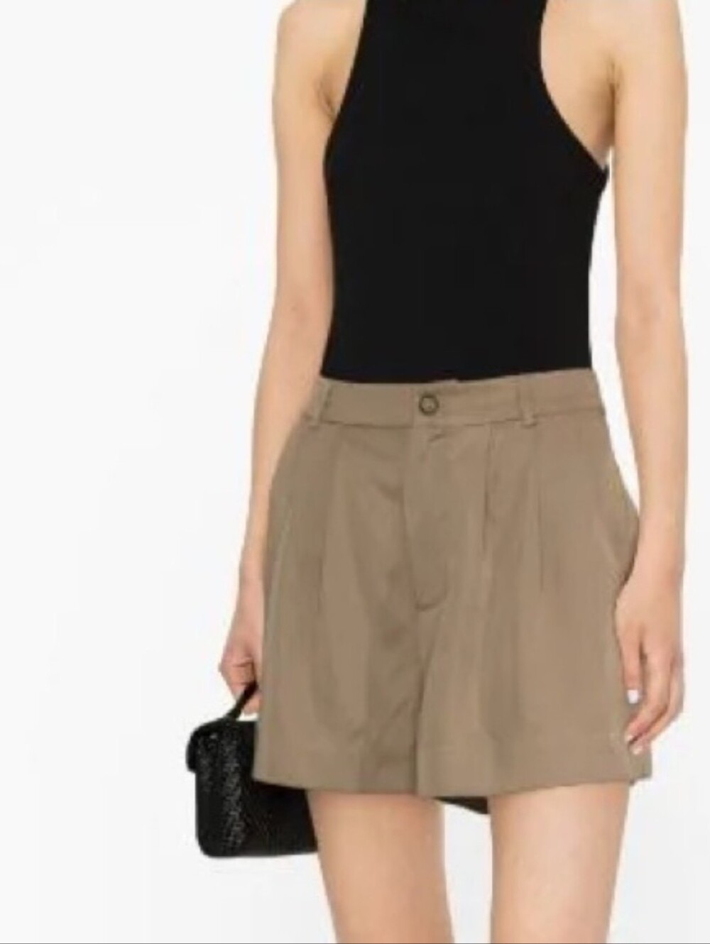 Reformation Mason Pleated High-Rise Women's Shorts Olive Green Size 10